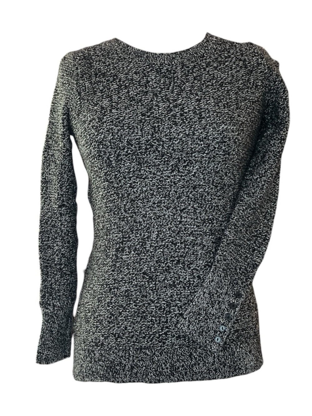 Loft Sweater Black/White Classic Crewneck long sleeves with 5 button decoration